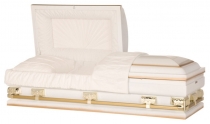 White and Gold 18 Gauge Steel Casket